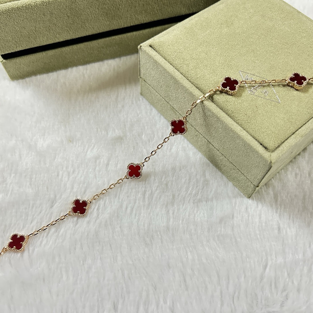[¡®Lume Jewelry¡¯]CLOVER 6 MOTIF RED AGATE BRACELET