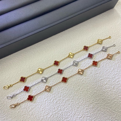 [¡®Lume Jewelry¡¯]CLOVER 6 MOTIF RED AGATE LASER BRACELET