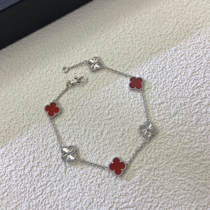 [¡®Lume Jewelry¡¯]CLOVER 6 MOTIF RED AGATE LASER BRACELET