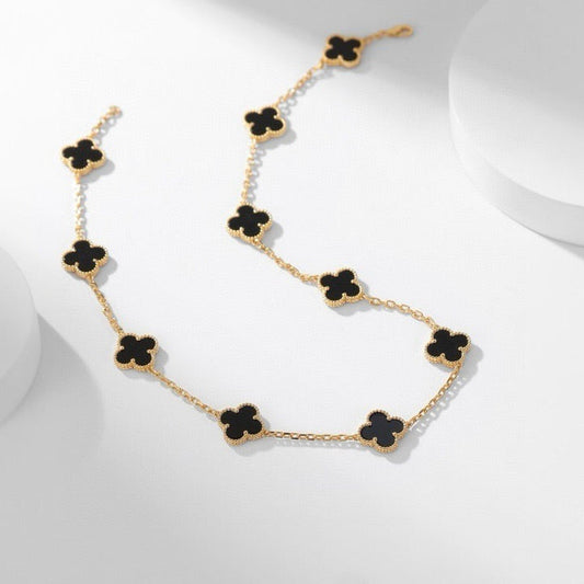 ¡®Lume Jewelry¡¯CLOVER 10 MOTIFS ONYX NECKLACE