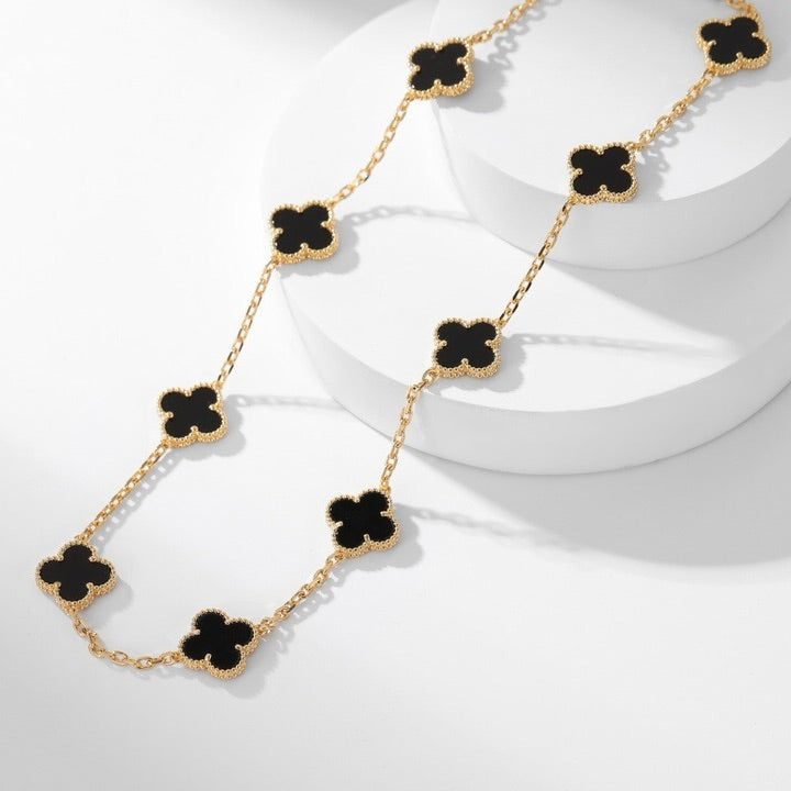 ¡®Lume Jewelry¡¯CLOVER 10 MOTIFS ONYX NECKLACE