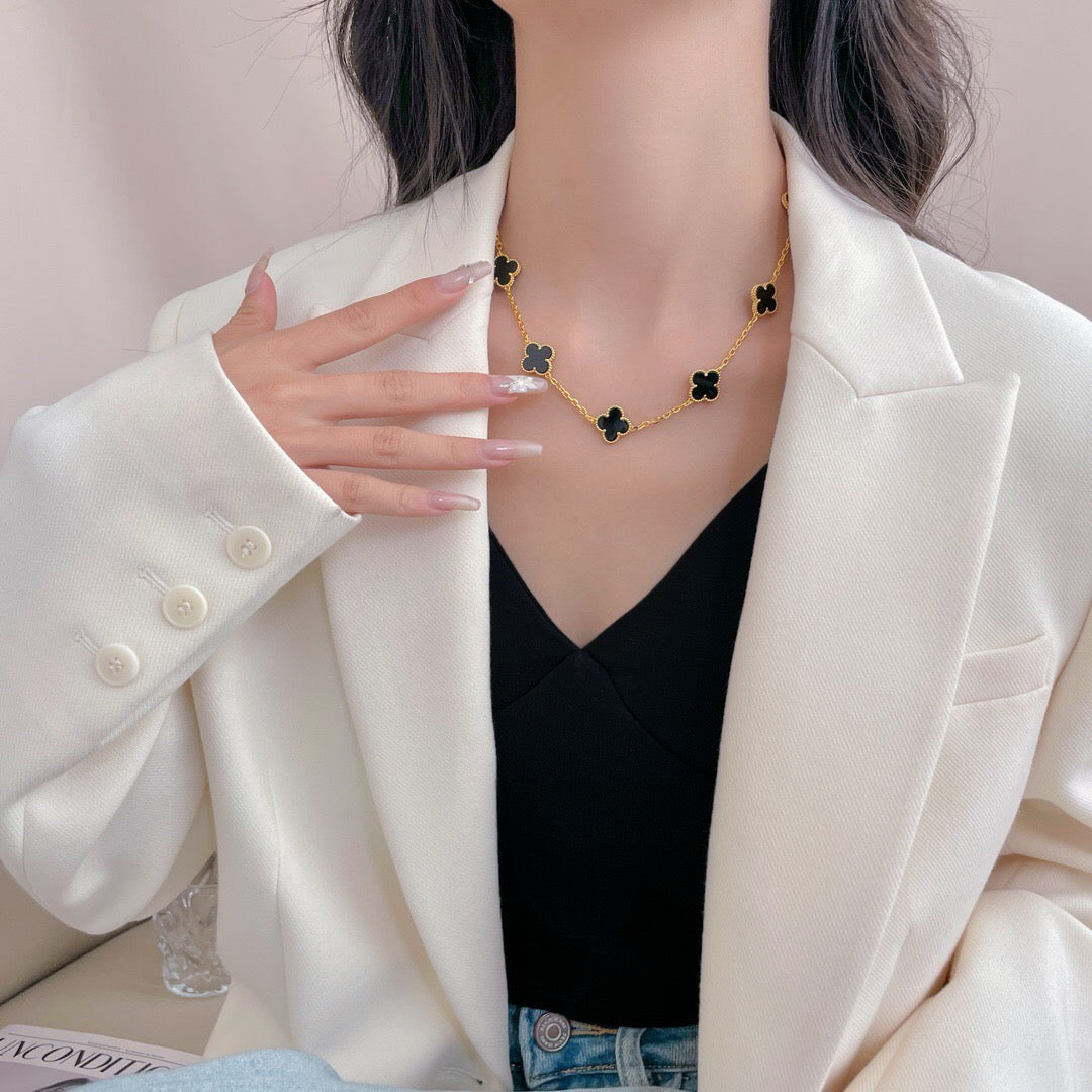 ¡®Lume Jewelry¡¯CLOVER 10 MOTIFS ONYX NECKLACE