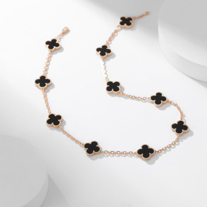 ¡®Lume Jewelry¡¯CLOVER 10 MOTIFS ONYX NECKLACE