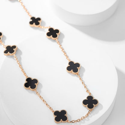 ¡®Lume Jewelry¡¯CLOVER 10 MOTIFS ONYX NECKLACE