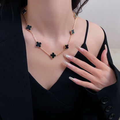 ¡®Lume Jewelry¡¯CLOVER 10 MOTIFS ONYX NECKLACE