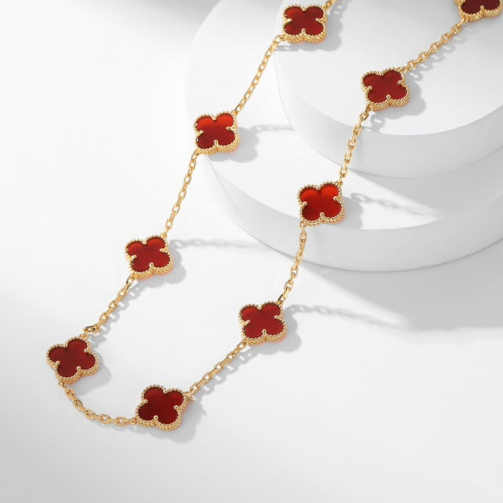 ¡®Lume Jewelry¡¯CLOVER 10 MOTIFS CARNELIAN NECKLACE