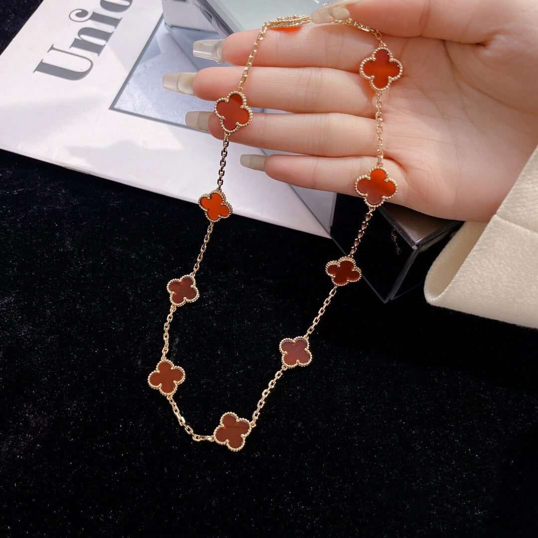 ¡®Lume Jewelry¡¯CLOVER 10 MOTIFS CARNELIAN NECKLACE