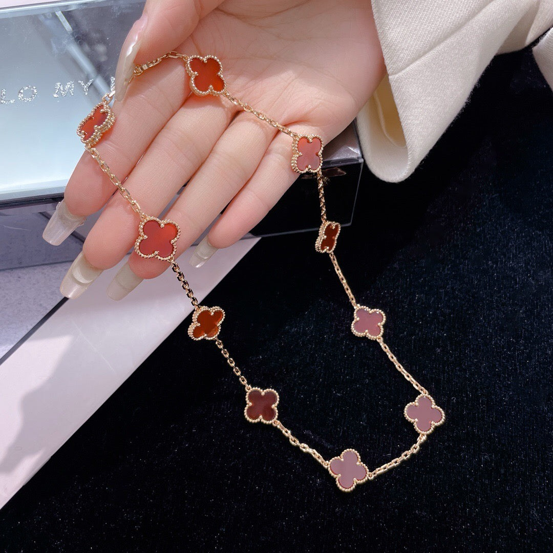 ¡®Lume Jewelry¡¯CLOVER 10 MOTIFS CARNELIAN NECKLACE