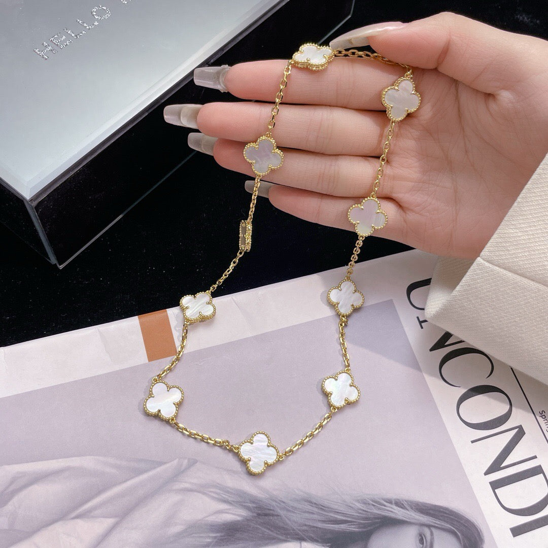 ¡®Lume Jewelry¡¯CLOVER 10 MOTIFS WHITE MOTHER OF PEARL NECKLACE