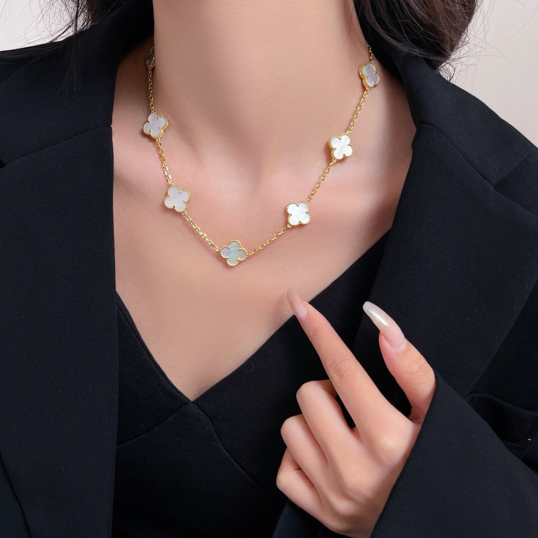 ¡®Lume Jewelry¡¯CLOVER 10 MOTIFS WHITE MOTHER OF PEARL NECKLACE