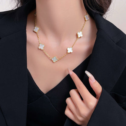 ¡®Lume Jewelry¡¯CLOVER 10 MOTIFS WHITE MOTHER OF PEARL NECKLACE