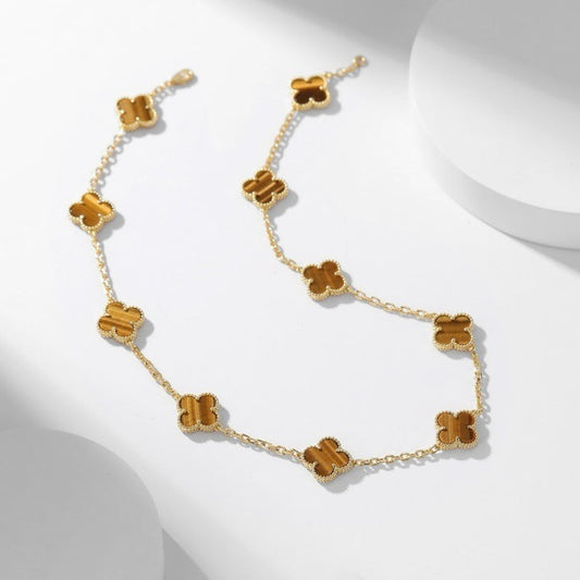 ¡®Lume Jewelry¡¯CLOVER 10 MOTIFS TIGER EYE NECKLACE