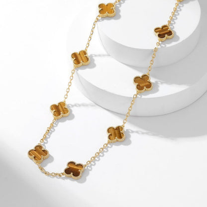 ¡®Lume Jewelry¡¯CLOVER 10 MOTIFS TIGER EYE NECKLACE