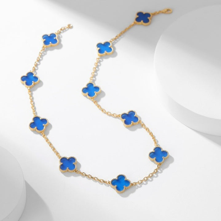 ¡®Lume Jewelry¡¯CLOVER 10 MOTIFS BLUE AGATE NECKLACE