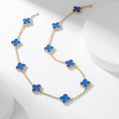 ¡®Lume Jewelry¡¯CLOVER 10 MOTIFS BLUE AGATE NECKLACE