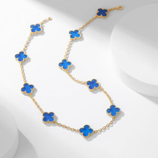 ¡®Lume Jewelry¡¯CLOVER 10 MOTIFS BLUE AGATE NECKLACE