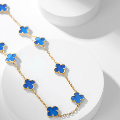 ¡®Lume Jewelry¡¯CLOVER 10 MOTIFS BLUE AGATE NECKLACE