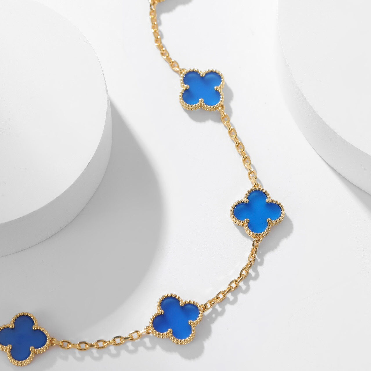 ¡®Lume Jewelry¡¯CLOVER 10 MOTIFS BLUE AGATE NECKLACE