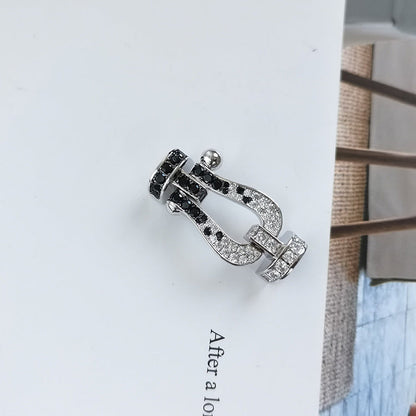 ¡®Lume Jewelry¡¯FORCE LARGE HORSESHOE BLACK WHITE DIAMOND BRACELET SILVER