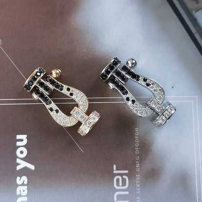 ¡®Lume Jewelry¡¯FORCE LARGE HORSESHOE BLACK WHITE DIAMOND BRACELET ROSE GOLD