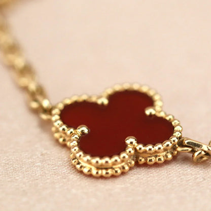[Lume Jewelry]New  CLOVER 5 MOTIF RED CORNELIAN BRACELET COLLECTION