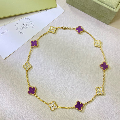 ¡®Lume Jewelry¡¯CLOVER 10 MOTIFS  PURPLE VIOLET DIAMOND NECKLACE