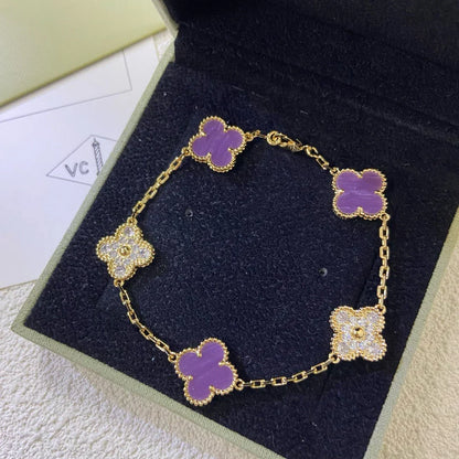 [Lume Jewelry]New  CLOVER 5 MOTIF VIOLET BRACELET COLLECTION