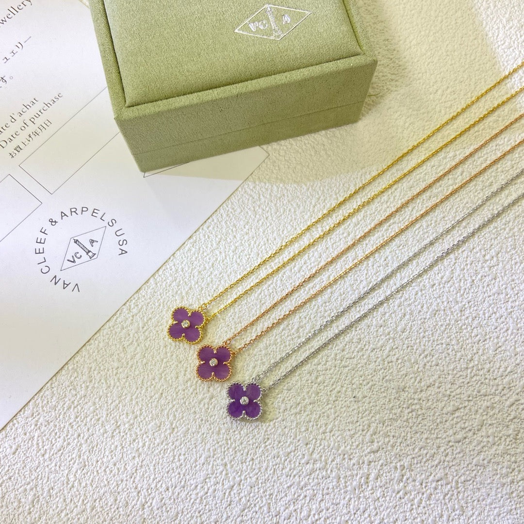 ¡®Lume Jewelry¡¯CLOVER 15MM DIAMOND  PURPLE VIOLET NECKLACE