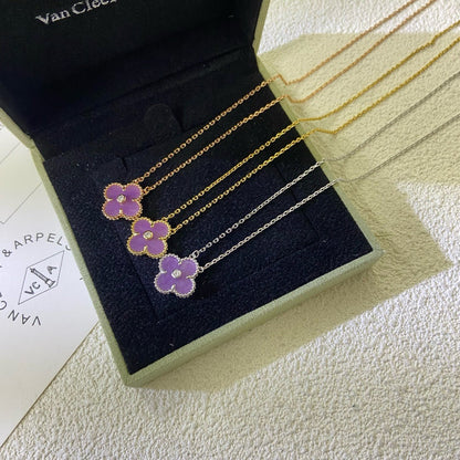 ¡®Lume Jewelry¡¯CLOVER 15MM DIAMOND  PURPLE VIOLET NECKLACE
