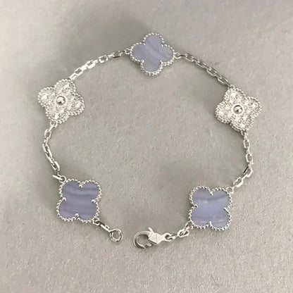 [Lume Jewelry]New  CLOVER 5 MOTIF PURPLE CHALCEDONY BRACELET COLLECTION