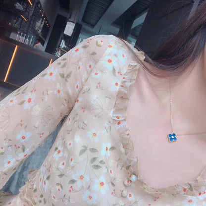 ¡®Lume Jewelry¡¯CLOVER 15MM DIAMOND AND BLUE AGATE NECKLACE