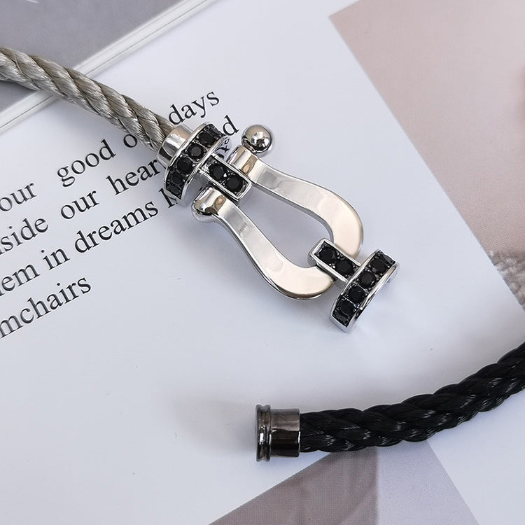 ¡®Lume Jewelry¡¯FORCE LARGE HORSESHOE BLACK DIAMOND BRACELET SILVER
