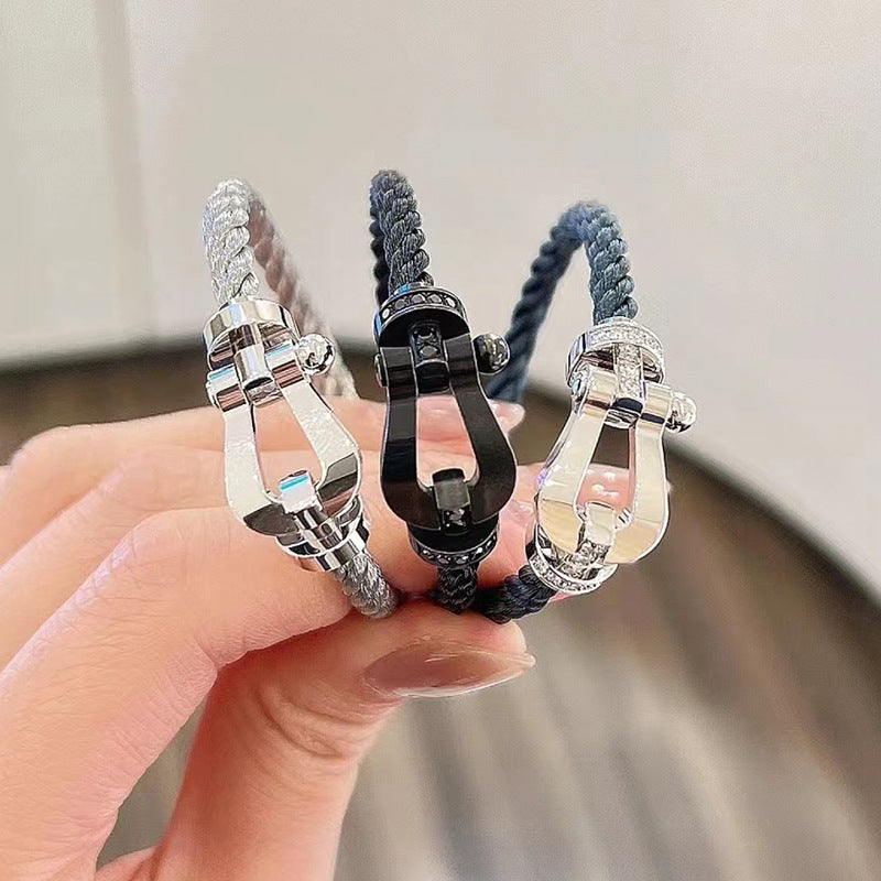 ¡®Lume Jewelry¡¯FORCE LARGE HORSESHOE HALF DIAMOND BRACELET ROSE GOLD