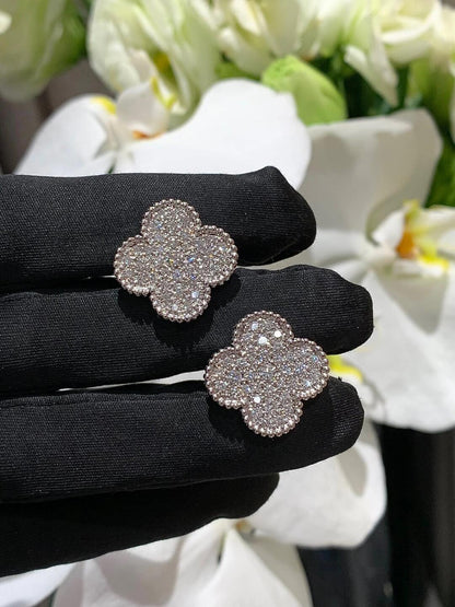 [Lume Jewelry] CLOVER 20MM MOTIFS DIAMOND STUD EARRINGS SILVER