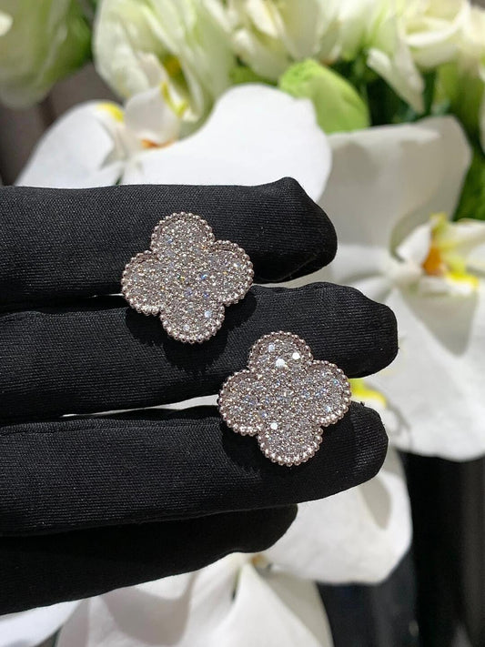 [Lume Jewelry] CLOVER 20MM MOTIFS DIAMOND STUD EARRINGS SILVER