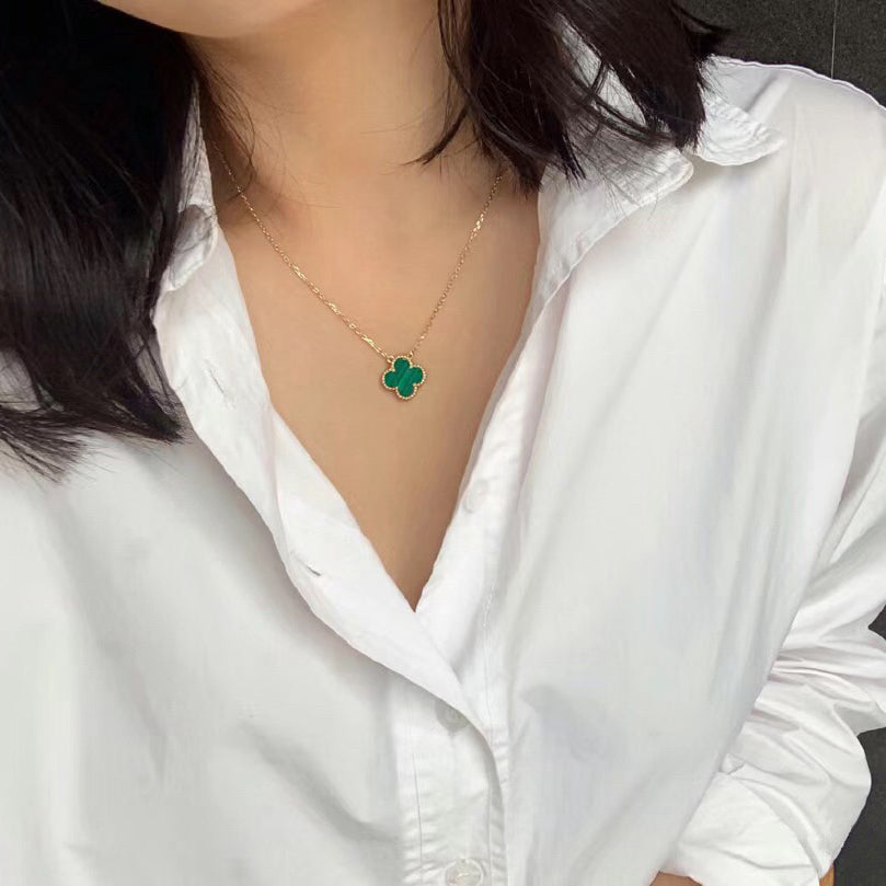 ¡®Lume Jewelry¡¯CLOVER 15MM MALACHITE SINGLE FLOWER  NECKLACE