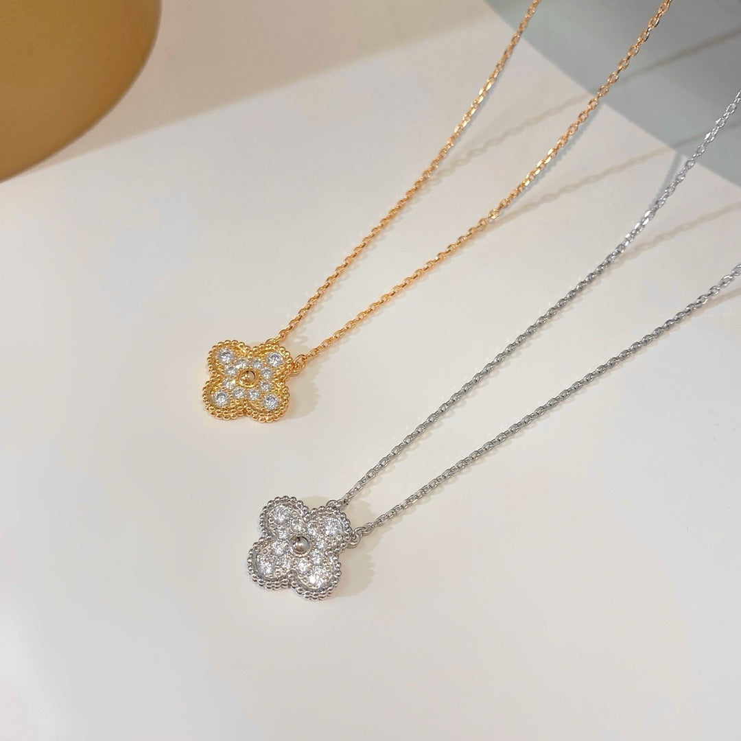 ¡®Lume Jewelry¡¯CLOVER 15MM DIAMOND SINGLE FLOWER NECKLACE