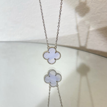 ¡®Lume Jewelry¡¯CLOVER 15MM BLUE CHALCEDONY NECKLACE SILVER