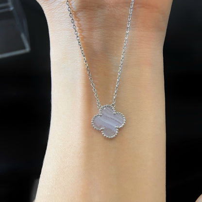 ¡®Lume Jewelry¡¯CLOVER 15MM BLUE CHALCEDONY NECKLACE SILVER