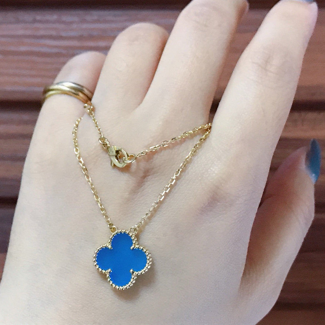 ¡®Lume Jewelry¡¯CLOVER 15MM BLUE AGATE NECKLACE