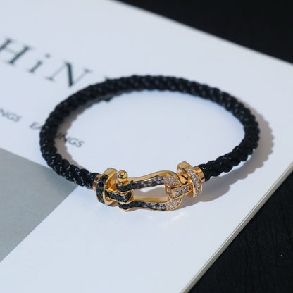 ¡®Lume Jewelry¡¯FORCE LARGE HORSESHOE BLACK WHITE DIAMOND BRACELET SILVER
