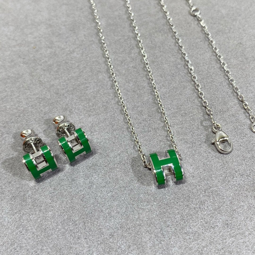 ¡®Lume Jewelry¡¯POP H GREEN NECKLACE SILVER AND GOLD