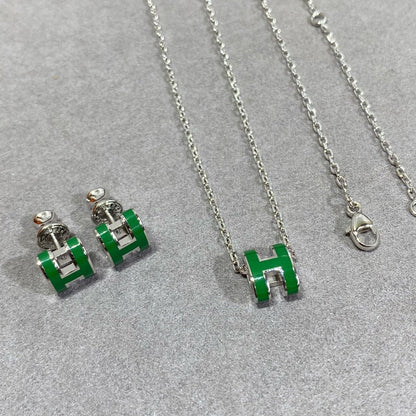 ¡®Lume Jewelry¡¯POP H GREEN NECKLACE SILVER AND GOLD