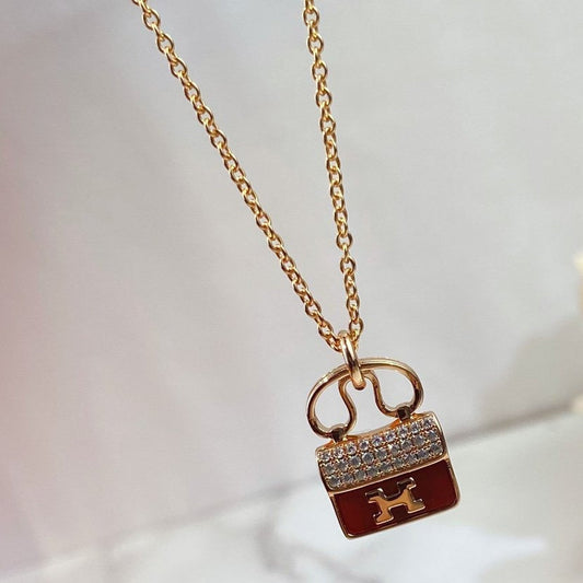 ¡®Lume Jewelry¡¯CONSTANCE RED PEDANT PINK GOLD NECKLACE