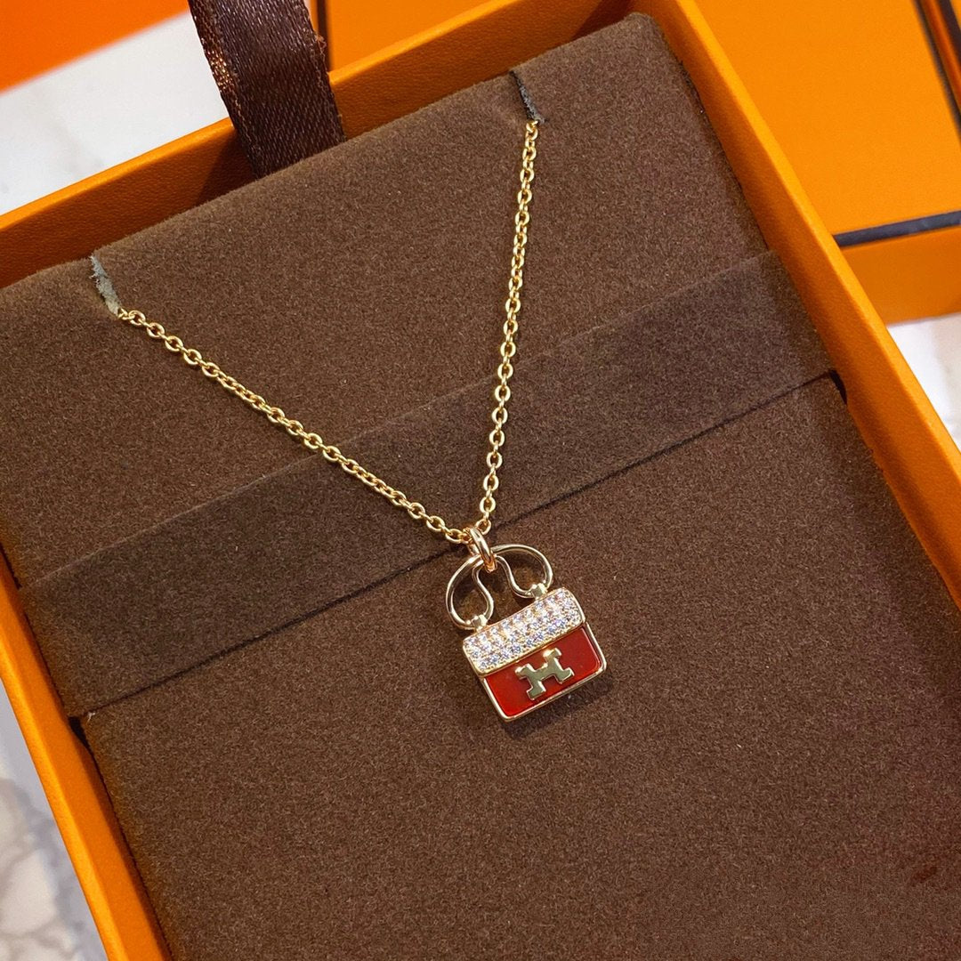 ¡®Lume Jewelry¡¯CONSTANCE RED PEDANT PINK GOLD NECKLACE