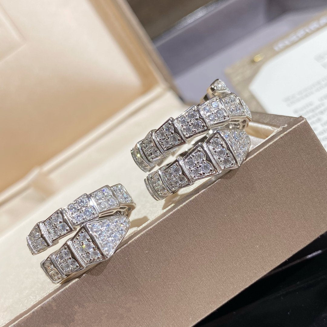 [Lume Jewelry]SERPENTI DOUBLE RING SILVER DIAMOND PAVED