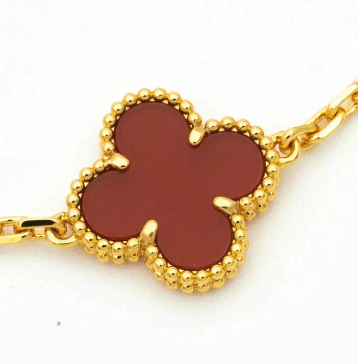 [Lume Jewelry]New  CLOVER 5 MOTIF RED CORNELIAN BRACELET COLLECTION