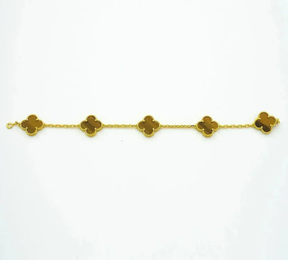 [Lume Jewelry]New  CLOVER 5 MOTIFS TIGER EYE BRACELET COLLECTION