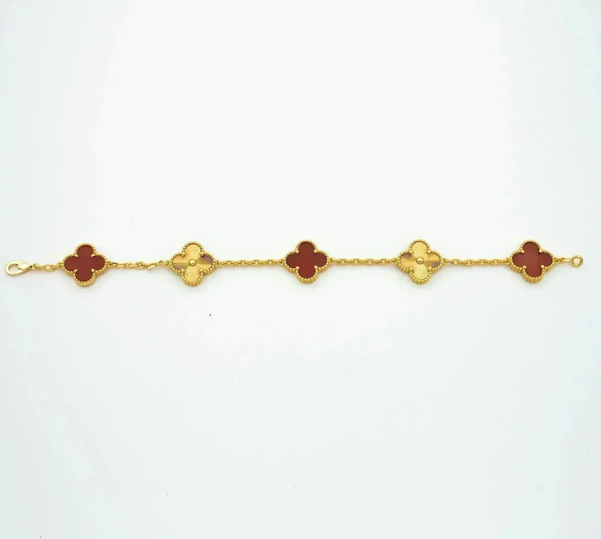 [Lume Jewelry]New  CLOVER 5 MOTIF RED CORNELIAN BRACELET COLLECTION