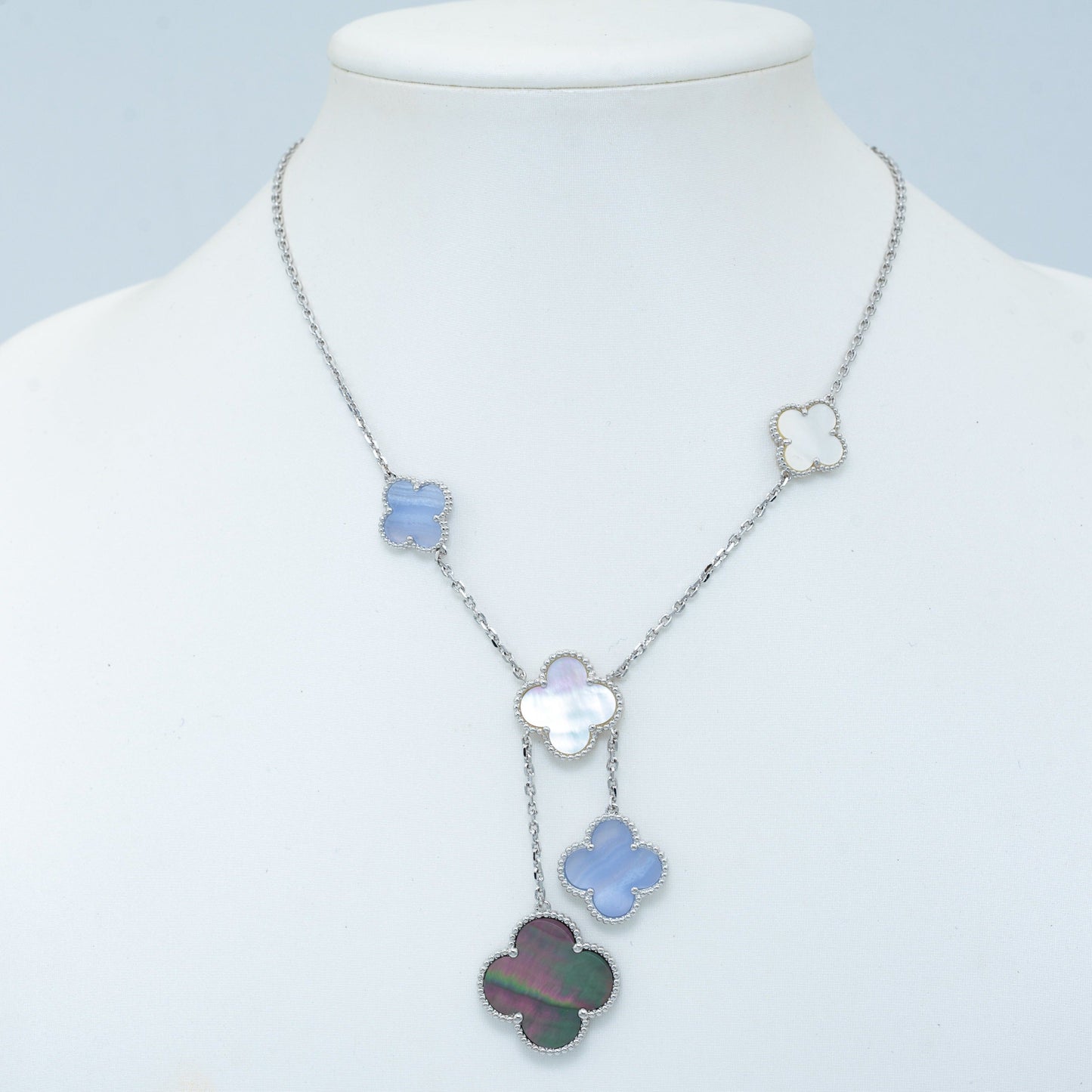 ¡®Lume Jewelry¡¯CLOVER MOP CHALCEDONY NECKLACE SILVER 6 MOTIF